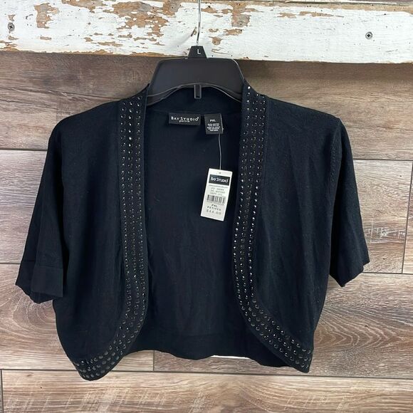 Bay Studios Petite Ladies Cardigan Shrug Sweater PXL Black NWT Old Stock - Picture 2 of 6